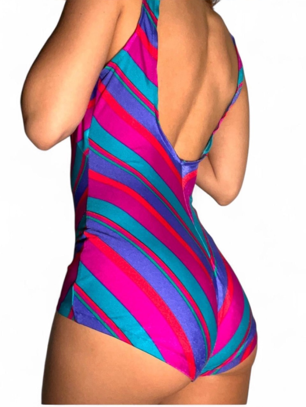 COLE of California 80s vintage womens striped bikini one piece - Picture 4 of 8